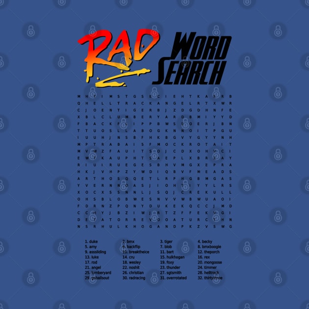 RAD Movie Word Search by Hucker Apparel