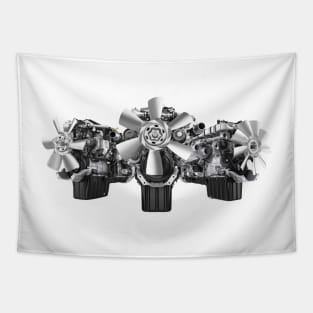 V8 Engine Trio Print Tapestry