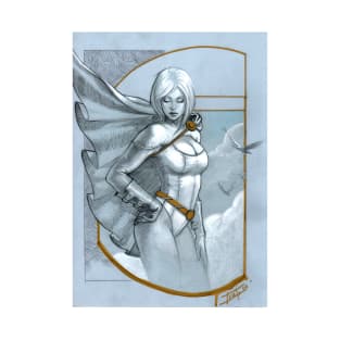 Power Girl (With Background) Posters and Art Prints T-Shirt