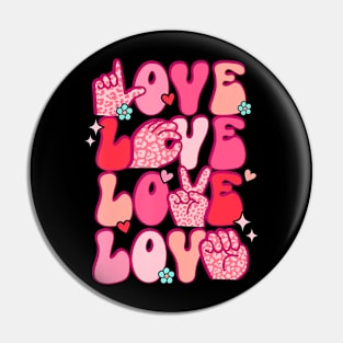 Groovy Sign Language Valentines Day Love Pin