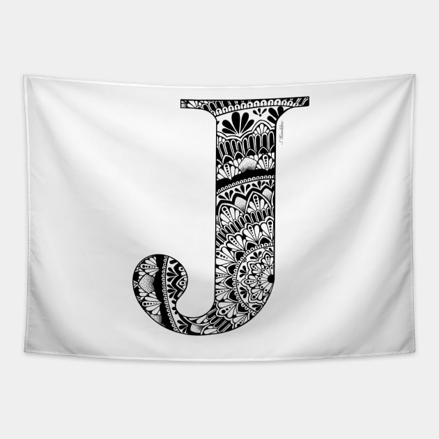 Mandala Capital Letter J Tapestry by Shaseldine