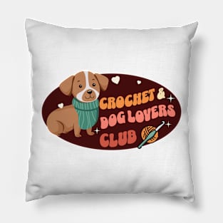 Crochet Dog Lovers Club Cute for Dog and Pet Owners Retro Pillow