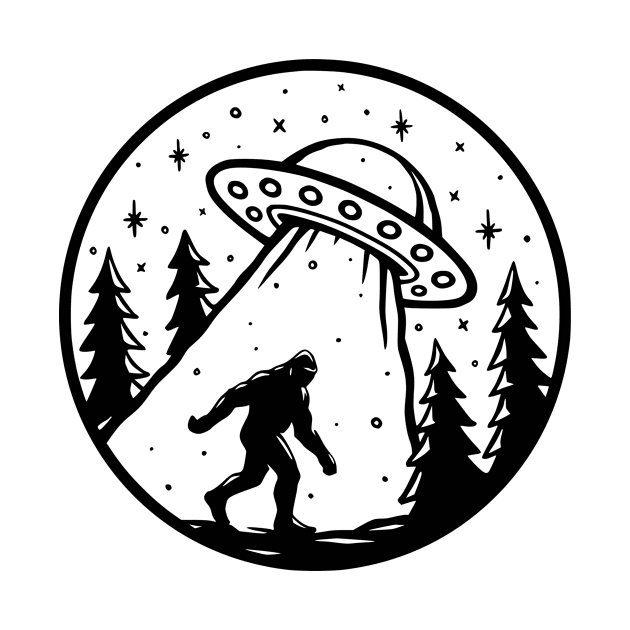 bigfoot alien ufo by kakimonkey