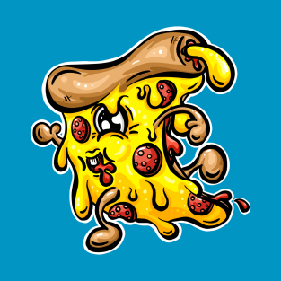 Speeding Pepperoni Pizza Character Cartoon T-Shirt