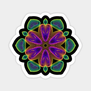 Lotus Kaleidoscope | Harmonograph Green Yellow Purple Black Magnet