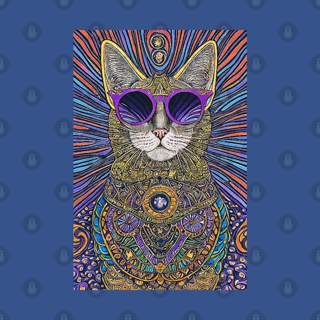 Cosmos Cat Wearing Sunglasses- Ampere! by Black Cat Alley