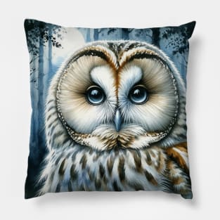 Colorful Owl - Watercolor Bird Pillow