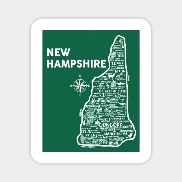 New Hampshire Map Magnet by fiberandgloss