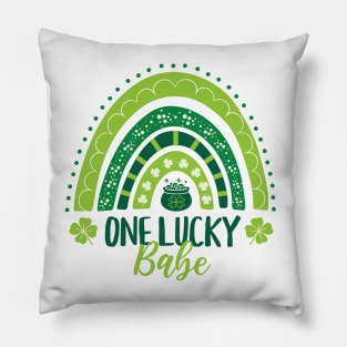 One Lucky Babe St Patricks Day Rainbow Pillow