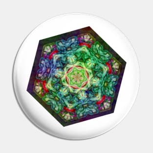 Stained glass fractal kaleidoscope Pin