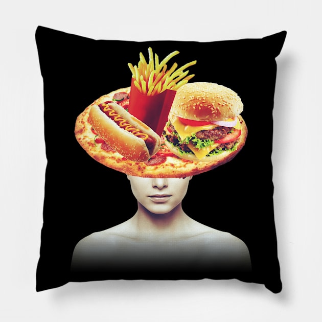 JUNK food head portrait Pillow by reesea