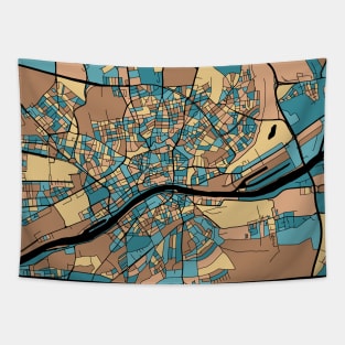 Frankfurt Map Pattern in Mid Century Pastel Tapestry