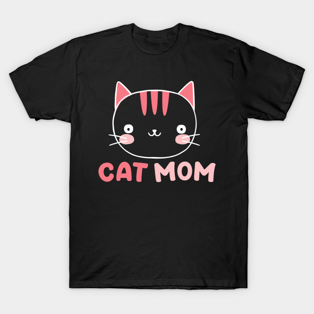 Discover Cute Cat Face With Minimal Art - Love Your Cat Like Cat Mom - Mom Cat - T-Shirt