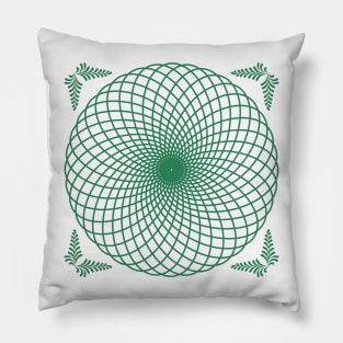 Green orbital paths mandala Pillow