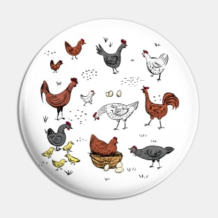 Cute Doodle Chickens Pin