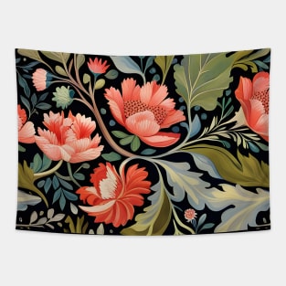 Modern Floral Pattern With Fall Leaves Flowers And Berries Tapestry