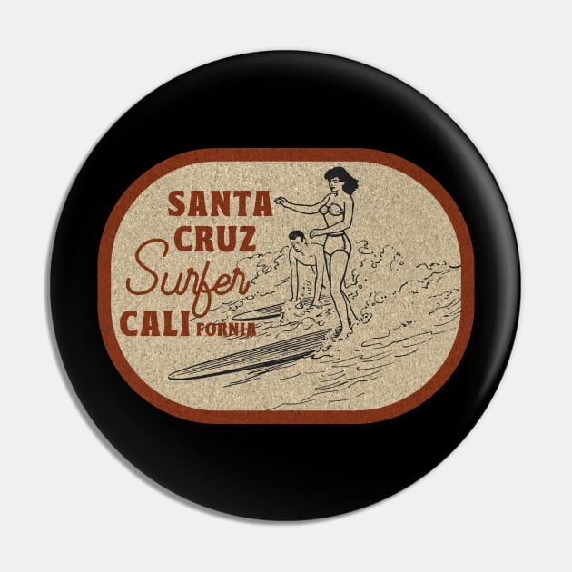 Vintage Surf Sticker Santa Cruz Surfer California Pin by tonyspencer