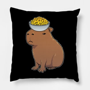 Capybara with Mac and Cheese on its head Pillow