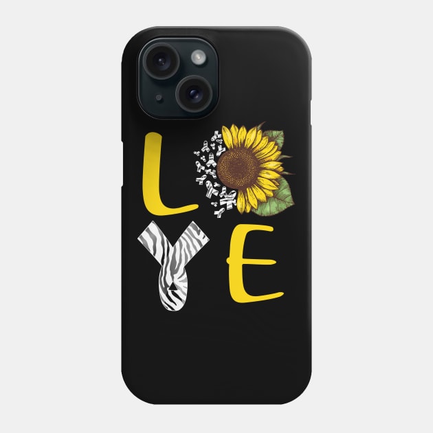 love carcinoid cancer sunflower Phone Case by TeesCircle