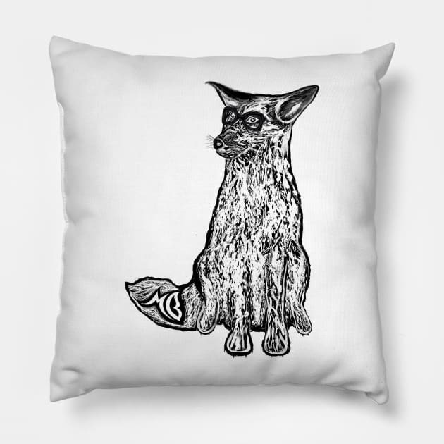 Hipster Coyote Black Pillow by BrederWorks