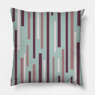 Interrupted Lines Mid-Century Modern Pattern in Aqua and Plum Pillow