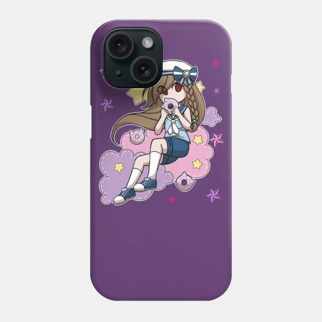 Anime Sailor Girl eating Cat Donut Phone Case by TonTomDesignz