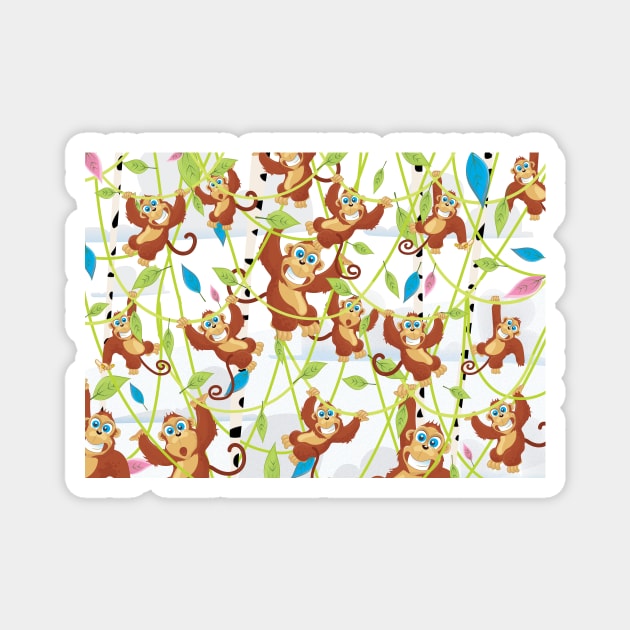 Cartoon swinging Monkeys Magnet by nickemporium1