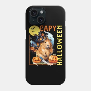 CAPY HALLOWEEN, CAPYBARA, PUMPKINS, BATS & HAUNTED HOUSE Phone Case