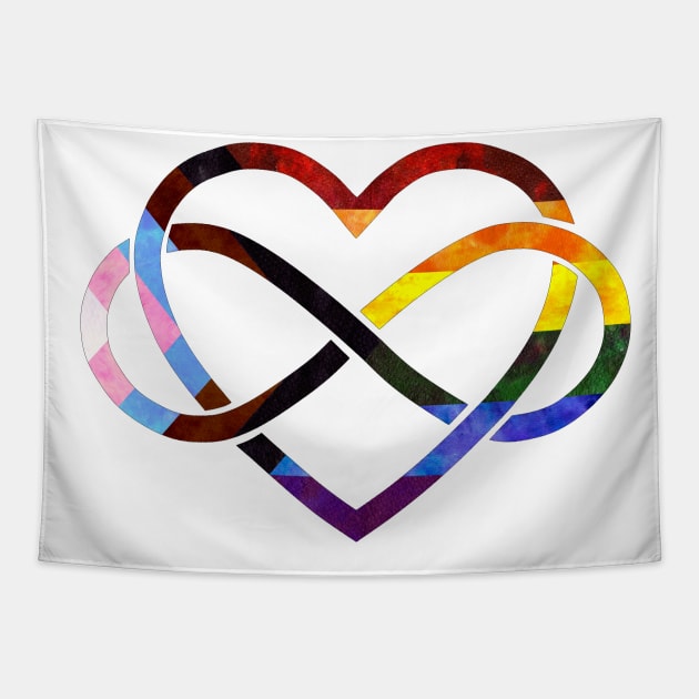 Polyamory Heart - Progress Pride Tapestry by Tiger Torre