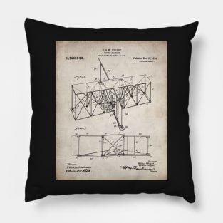 Wright Brothers Machine Patent - Airplane Art - Antique Pillow