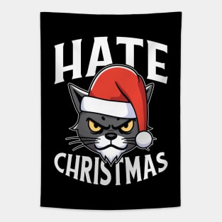 Angry Cat Hate Christmas Tapestry