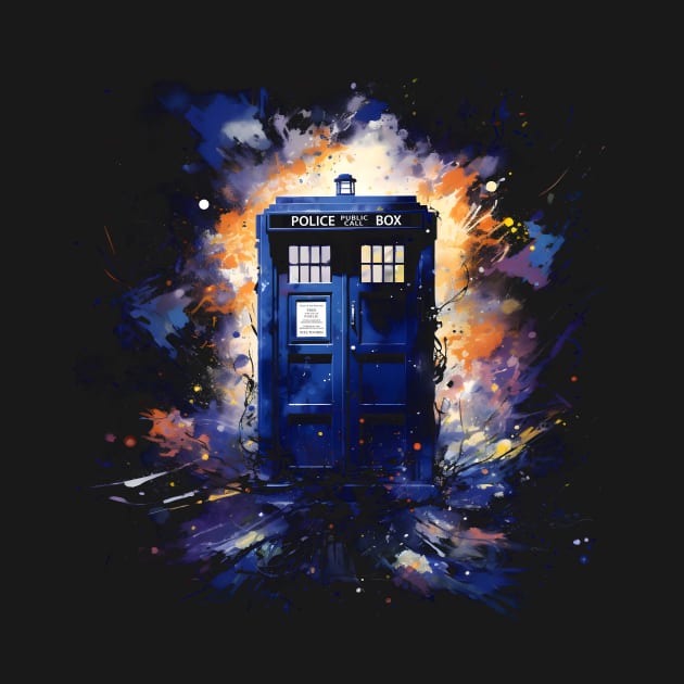 Tardis Watercolor - Time and Space by Brilliant Tee Shop