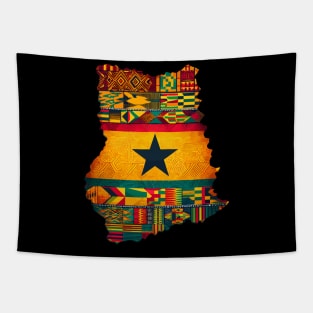 Ghana Map Kente Pattern Tapestry