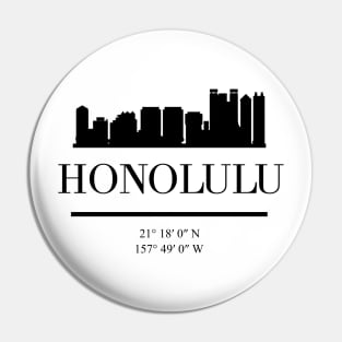 HONOLULU HAWAII BLACK SILHOUETTE SKYLINE ART Pin