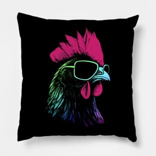 Chicken With Sunglasses Colors Pillow