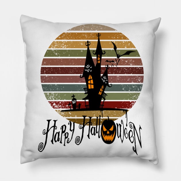 Halloween, Haunted House, happy Halloween, printable, Pillow by Sara2020