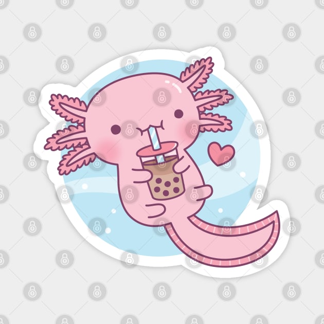 Cute Axolotl Loves Bubble Tea Magnet by rustydoodle