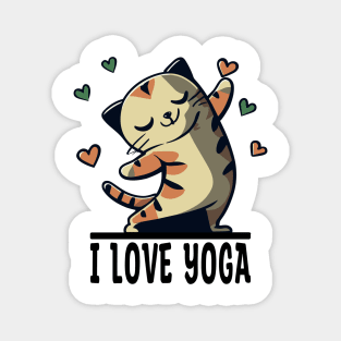 I Love Yoga Cute Cat Design Magnet