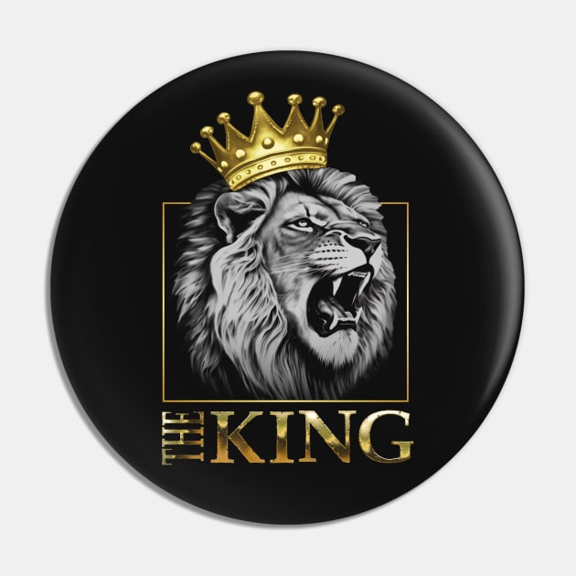 Regal Lion Head with Gold Crown - The King of the Savannah Pin by biggeek