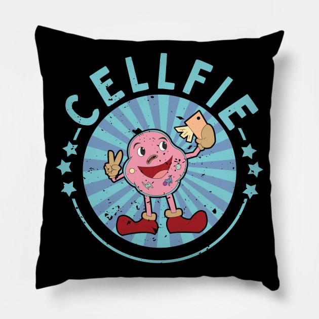 Cellfie Funny Biology Pun Pillow by Giggias