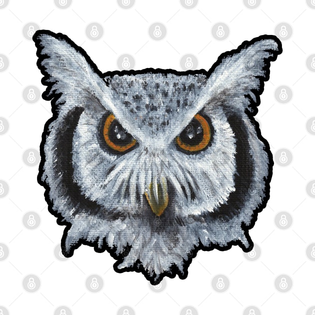 Monochromatic Horned Owl in Acrylic by narwhalwall