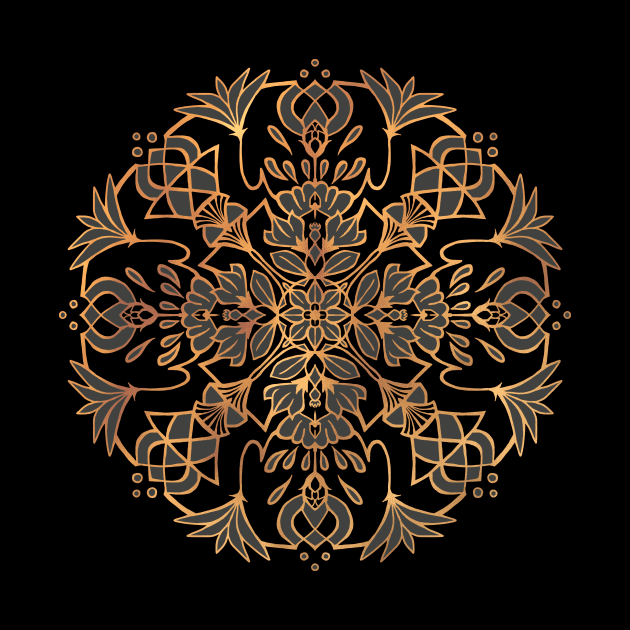 Black and Gold Lotus Mandala by Olooriel