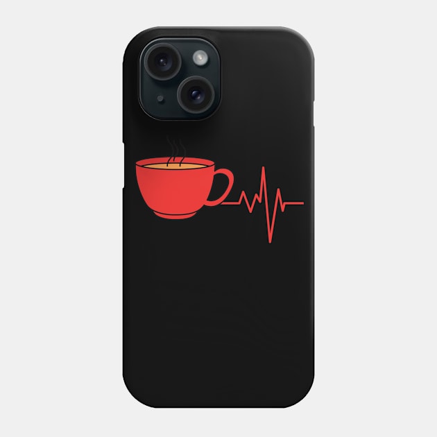 Coffee and Heart Beat Caffeine Addict Phone Case by CONCEPTDVS