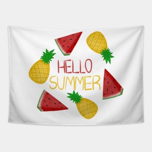 Hello Summer tropical fruits Tapestry