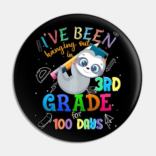 100 Days Of School Sloth Hanging Out In 3Rd Grade Student Pin