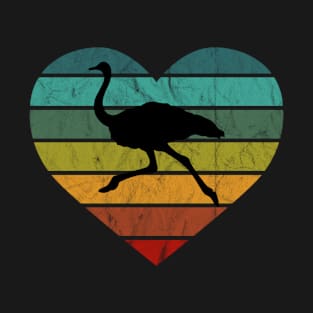 I Love Ostriches Retro Heart T-Shirt