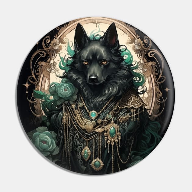 Victorian Black German Shepherd Pin by Enchanted Reverie