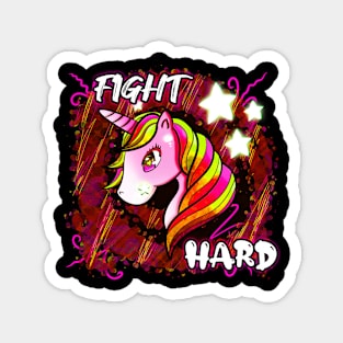 Fight Hard - Cute Unicorn Abstract Stars Magnet