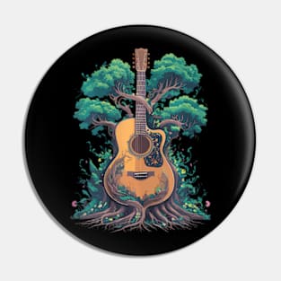 Acoustic Guitar Tree Musician Guitarist Pin