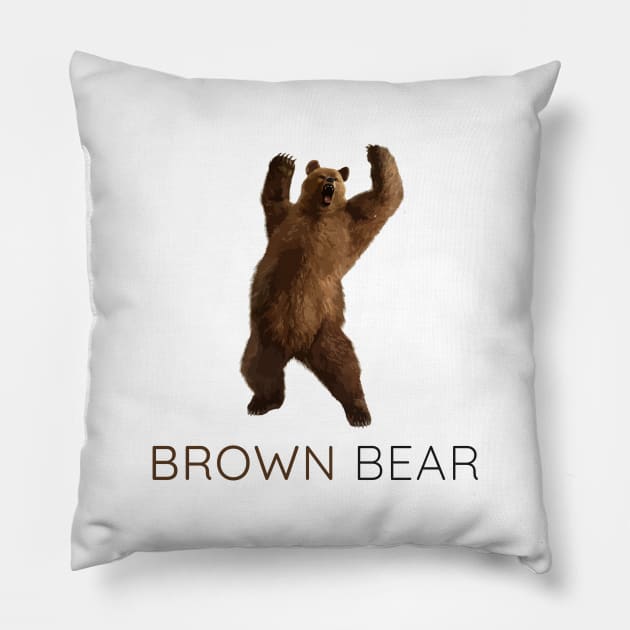 Brown Bear, Grizzly bear, Ursus arctos Pillow by AmazighmanDesigns
